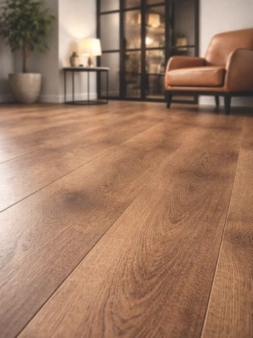 Oak durres lamināta grīda istabā