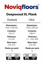 Deepwood vinila grīdas tehniskie dati